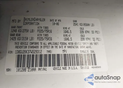 2007 Dodge Nitro Sxt z USA, uszkodzony, nr VIN 1D8GU28K37W529312